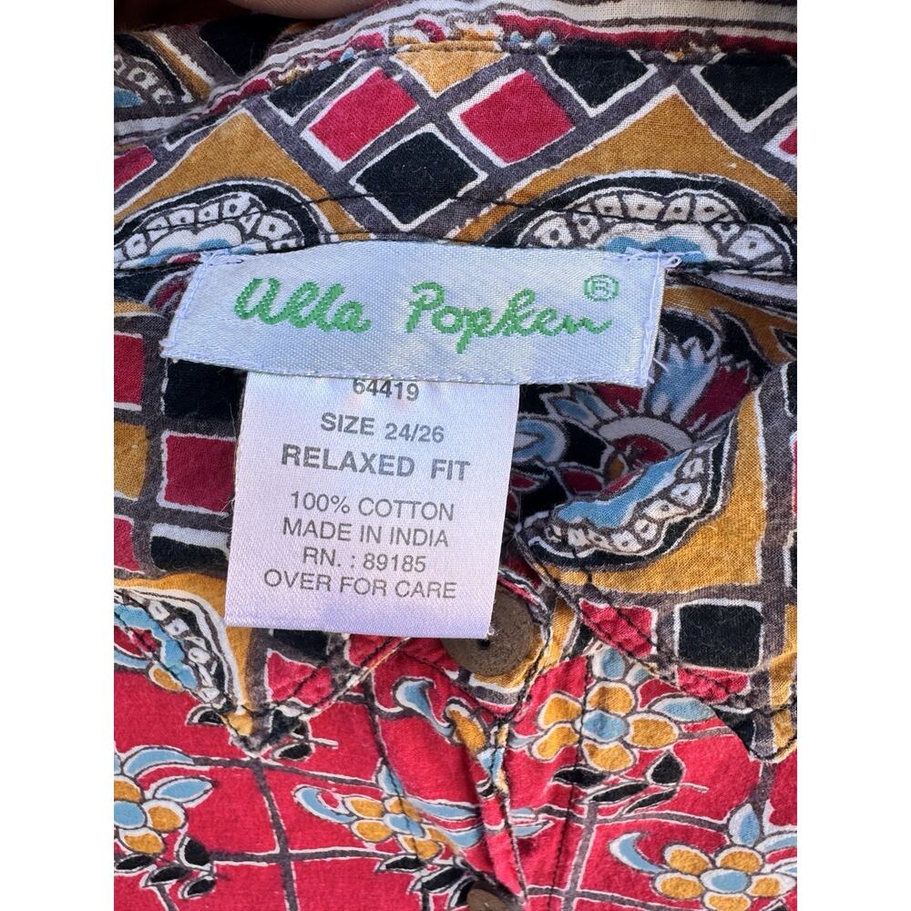 Ulla Popken Designer Shirt 24/26 Women's Colorful Floral Batik Urban Tribal - Picture 4 of 9